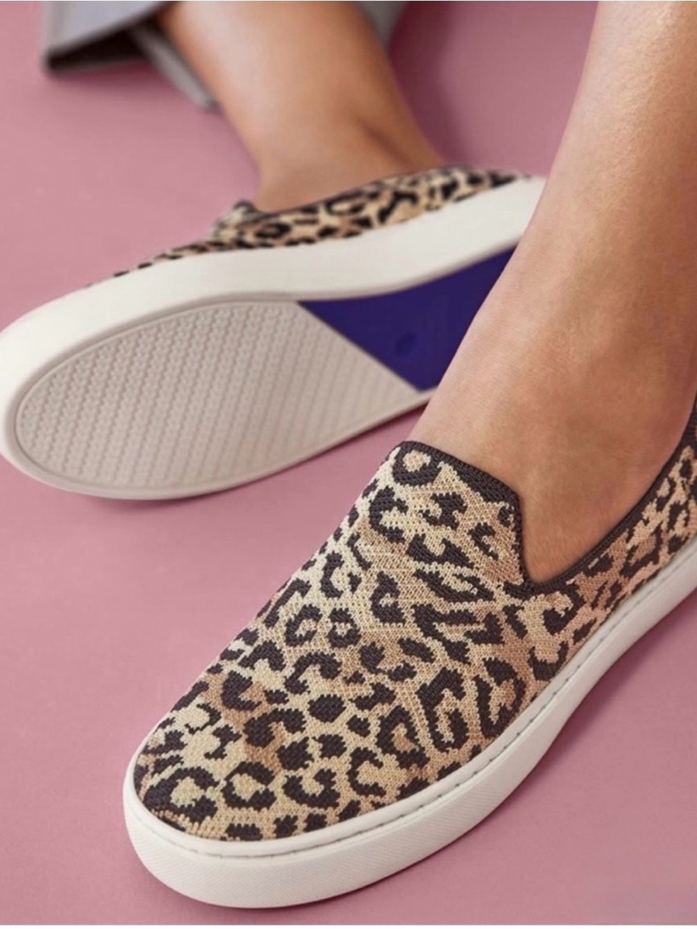 Rothy’s size 8 Leopard Knit Slip-On Sneakers - Women's Casual Fashion